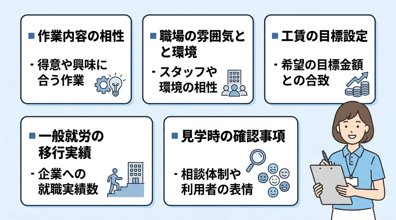 自分に合う障害者就労継続支援事業所を選ぶ5つの項目